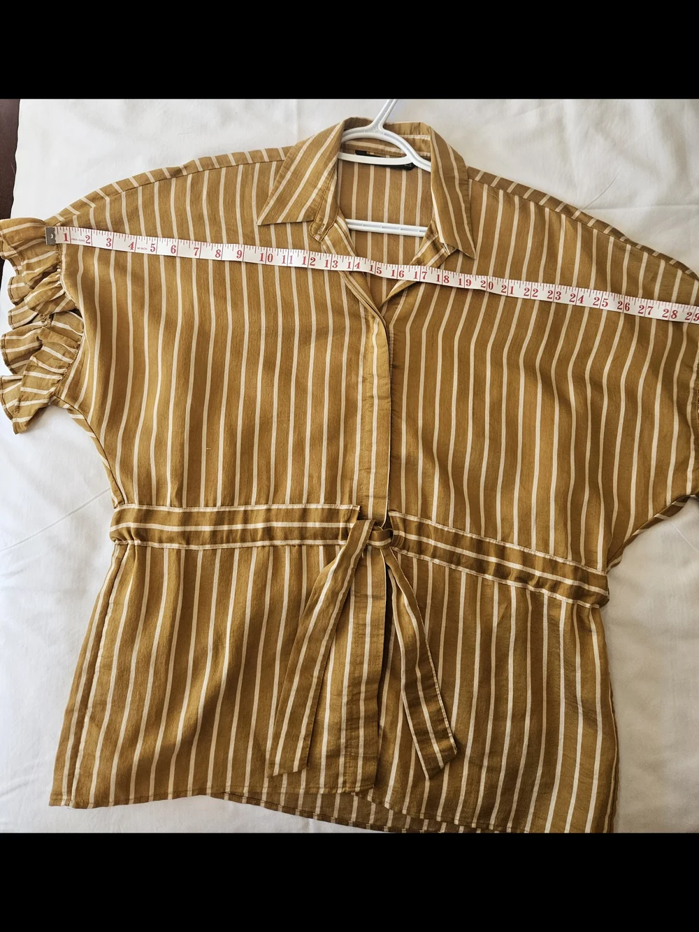 ZARA WOMAN Striped Cinch-Waist Button Shirt - Picture 9 of 14